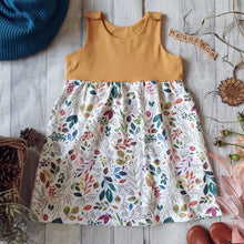 Load image into Gallery viewer, Half and Half Pinafore Dresses - Mustard Floral Kids Dress