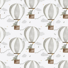 Load image into Gallery viewer, Doug the Dragon Bummie Romper - Shortie Romper with Cuffs - Hot Air Balloon - Neutral Tones - Unisex Baby Romper