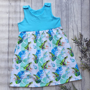 Bright Pinafore Dresses - Tropical Frog - Holiday Clothes for Kids