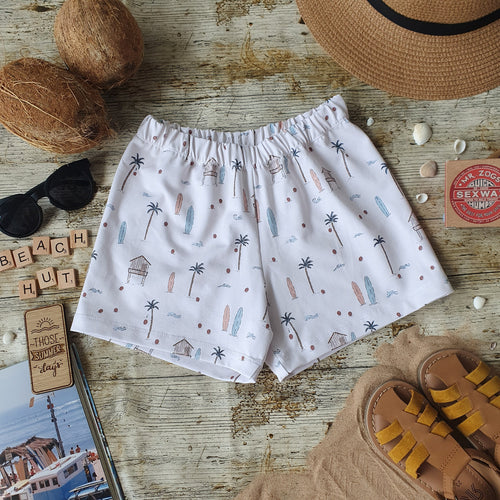 Beach Hut Relaxed Shorts - Summer Vibes - Gender Neutral Toddler Shorts - Neutral Summer