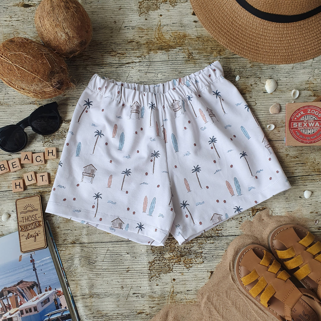 Beach Hut Relaxed Shorts - Summer Vibes - Gender Neutral Toddler Shorts - Neutral Summer