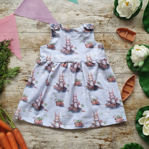 Bunny Lake Pinafore Dress - Rabbit and Carrots - Boating Trip Pinafore Dresses - Kids Wear