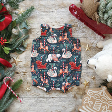 Load image into Gallery viewer, Christmas Carousel - Green and Red Xmas - Polar Bear - Christmas Swan - Candy Cane - Bloomer Romper 