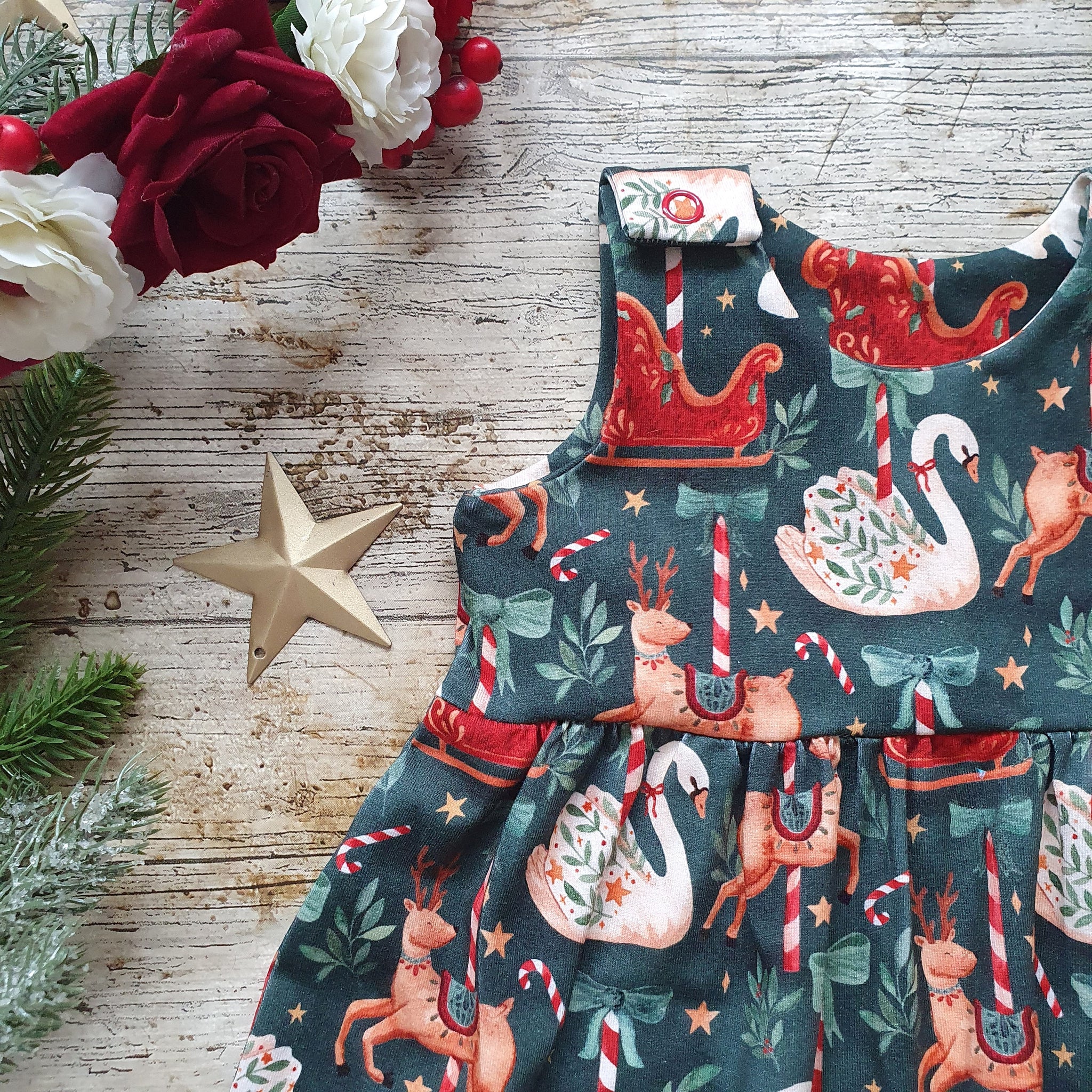 Christmas Carousel Pinafore Dress RTP Christmas Carousel Pinafore Dress RTP