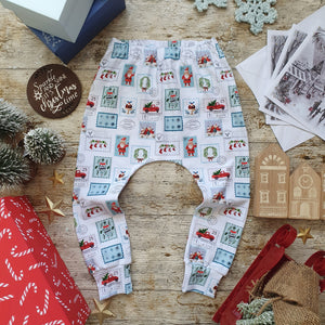 Christmas Stamp Collection  Elastic Harem Pants