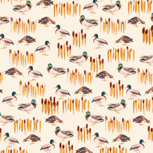 Load image into Gallery viewer, Feeding the Ducks Popper Romper - Mallard Ducks - Sleepsuit Without Feet - Popper Down Romper - Neutral Tones