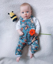 Load image into Gallery viewer, Floral Bee Dungarees