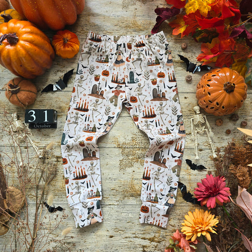 Halloween Gender Neutral Leggings for Toddlers. A Cute Spooky Halloween Print for Kids.