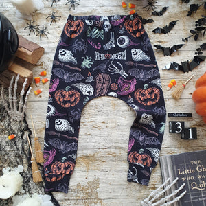 Halloween Elastic Harems - Ghost Toddler Trousers - Jack O' Lantern