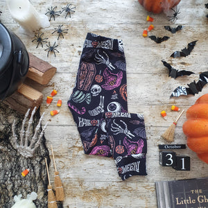 Halloween Slim Leg Leggings - Jack O' Lantern - Unisex Kids Leggings 