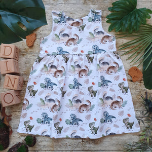 Land of the Dinosaur Pinafore Dress - Dino are for Girls too - Handmade Pinafore Dresses - Kids Wear
