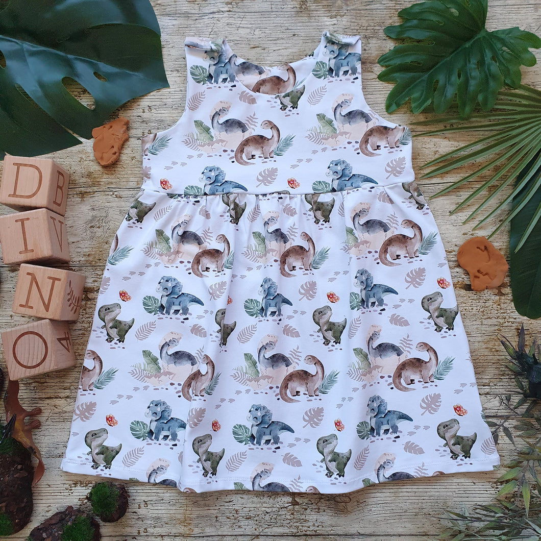 Land of the Dinosaur Pinafore Dress - Dino are for Girls too - Handmade Pinafore Dresses - Kids Wear