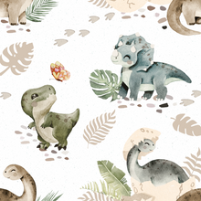 Load image into Gallery viewer, Land of the Dinosaur Bummie Romper - Bloomer Romper - Baby Dinosaurs - Unisex Baby Romper 