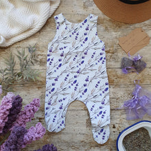 Load image into Gallery viewer, Lavender Fields Footed Romper - Baby Romper with Feet - Purple Flowers - Unisex Baby Romper 