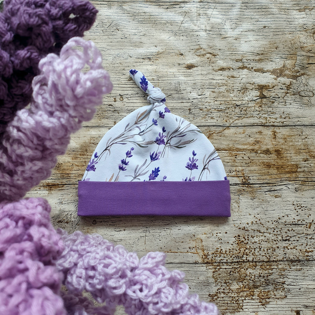 Lavender Fields Knotted Hat - Purple Flowers - Baby Accessories - Newborn