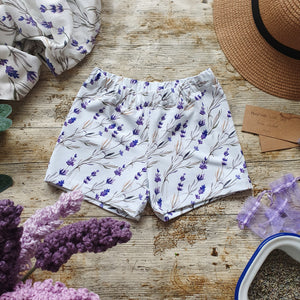 Lavender Fields Relaxed Shorts - Ditsy Floral Girls Shorts 