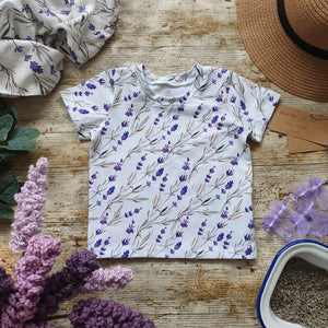 Lavender Fields Tee - Toddler Floral Tops - Gender Neutral Purple Flowers - Summer Tee for Kids