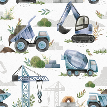 Load image into Gallery viewer, Let&#39;s Get Digging Skater Dress - Blue Construction - Digger - Dumper Truck