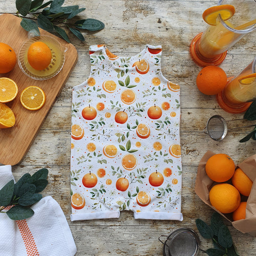 Orange Blossom Rolled-Hem Romper