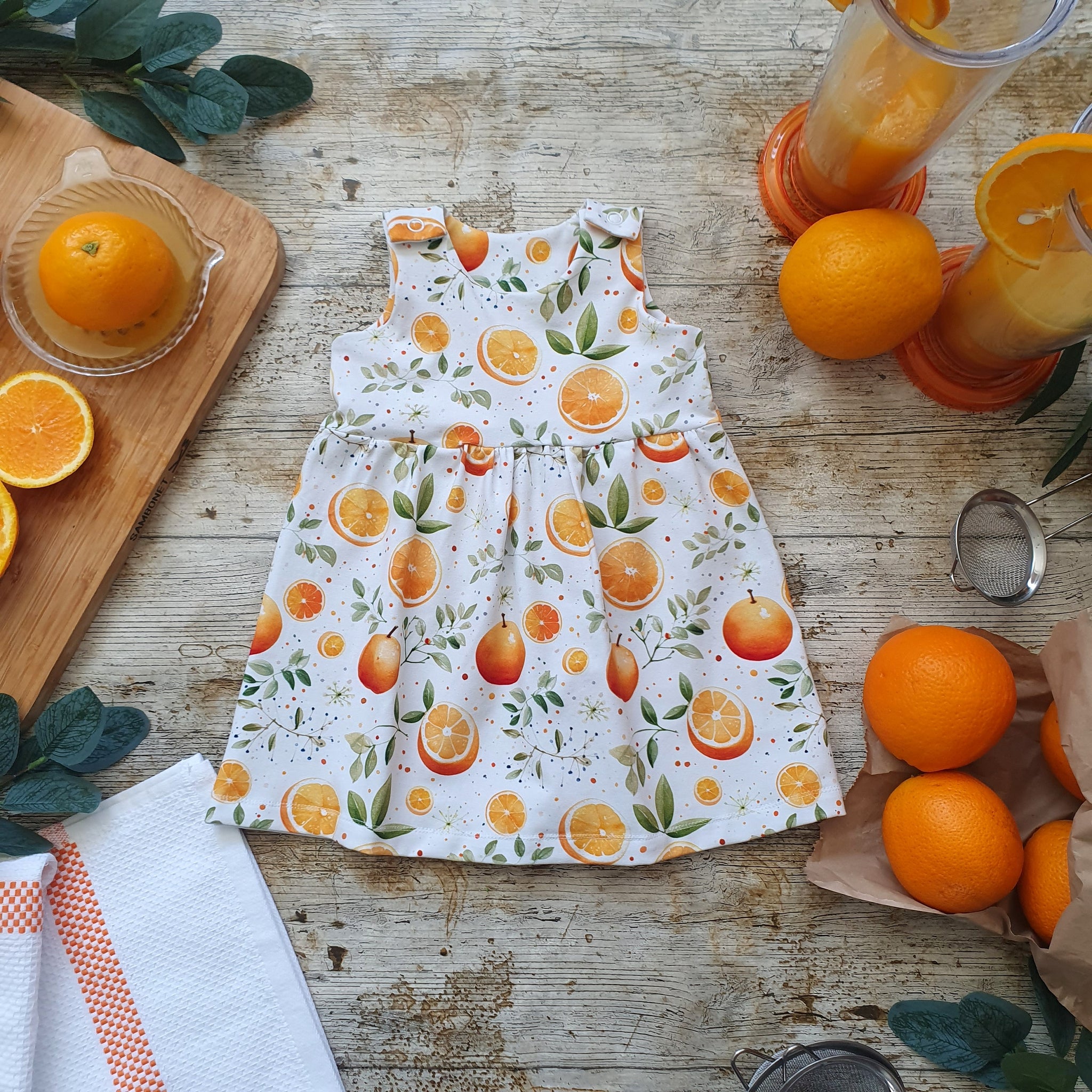 orange pinafore dress Girl Linen Button Front Pinafore Dress