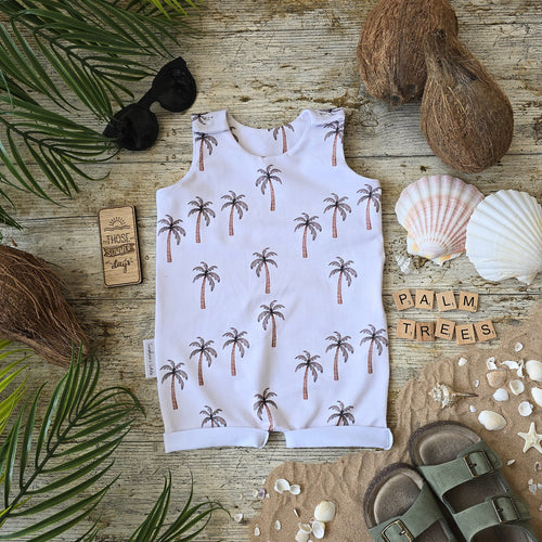 Palm Trees Rolled-Hem Romper