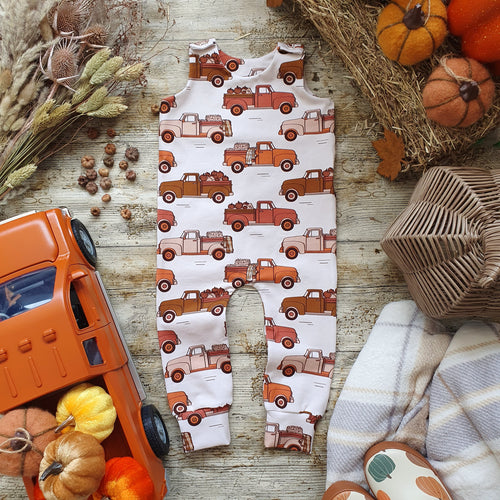 Pumpkin Truck Full Length Romper