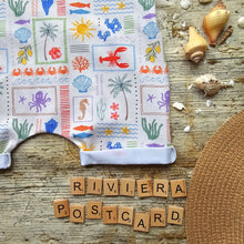 Load image into Gallery viewer, Riviera Postcard Dungarees