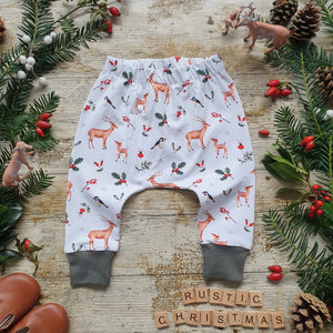 Rustic Christmas Elastic Harem Pants