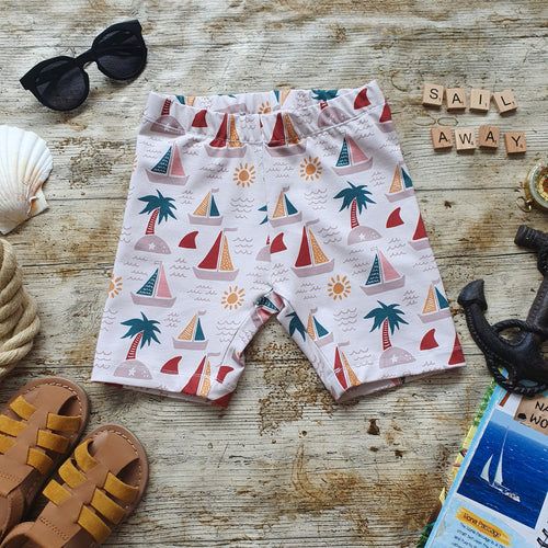 Sail Away Cycling Shorts - Boating - Summer Island - Biker Shorts for Kids - Unisex