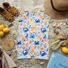 Load image into Gallery viewer, Saltwater &amp; Citrus Rolled-Hem Romper