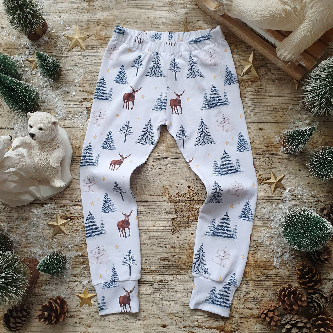 Starry Night - Winter Toddler Leggings - Polar Bears - Winter Woodland