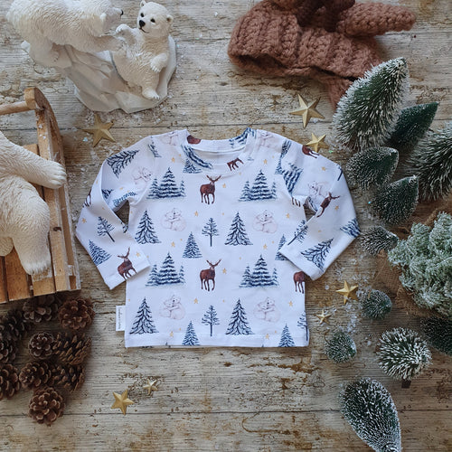 Starry Night Kids Top - Winter Woodland Theme - Baby Tee