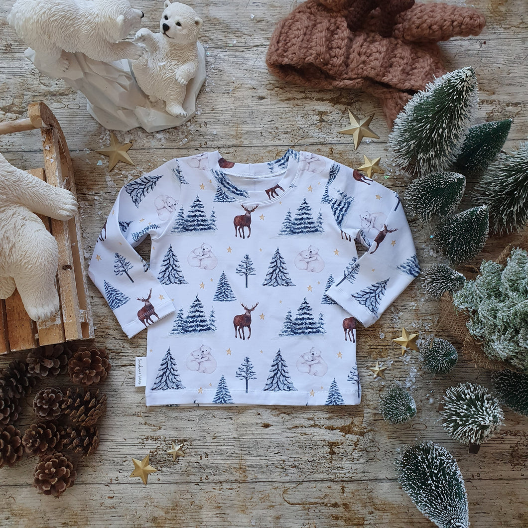 Starry Night Kids Top - Winter Woodland Theme - Baby Tee