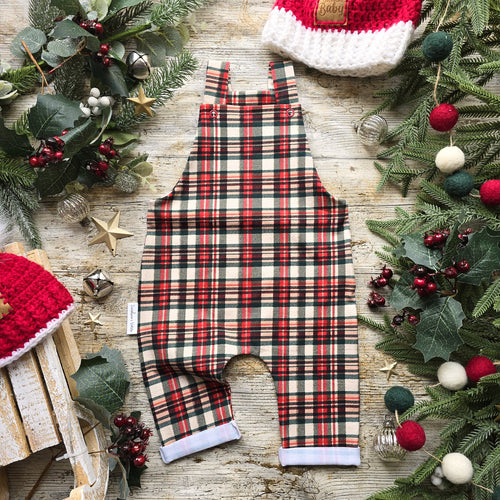 Textured Tartan Dungarees