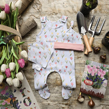 Load image into Gallery viewer, Tulips Footed Romper Baby Bundle – Handmade Baby Easter Outfit UK