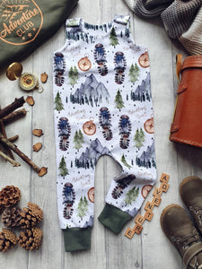 Adventure Awaits Full Length Romper - Little Adventurer Outfit - Unisex Kids Dungarees - Gender Neutral Toddler Romper