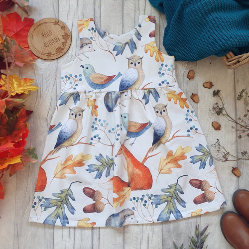 Autumn Animals - Fox - Owl - Bird - Colours of Autumn - Pinafore Dresses