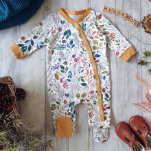 Load image into Gallery viewer, Hedgerow - Autumnal Leaves and Twigs - Genderless Sleep Suits - Unisex