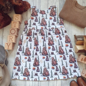 Camp Fire Pinafore Dresses - Mummy & Baby Bear - Kids Wear