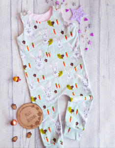 EXCLUSIVE! Mint Autumn Rabbits Romper - Sunshine & Violets