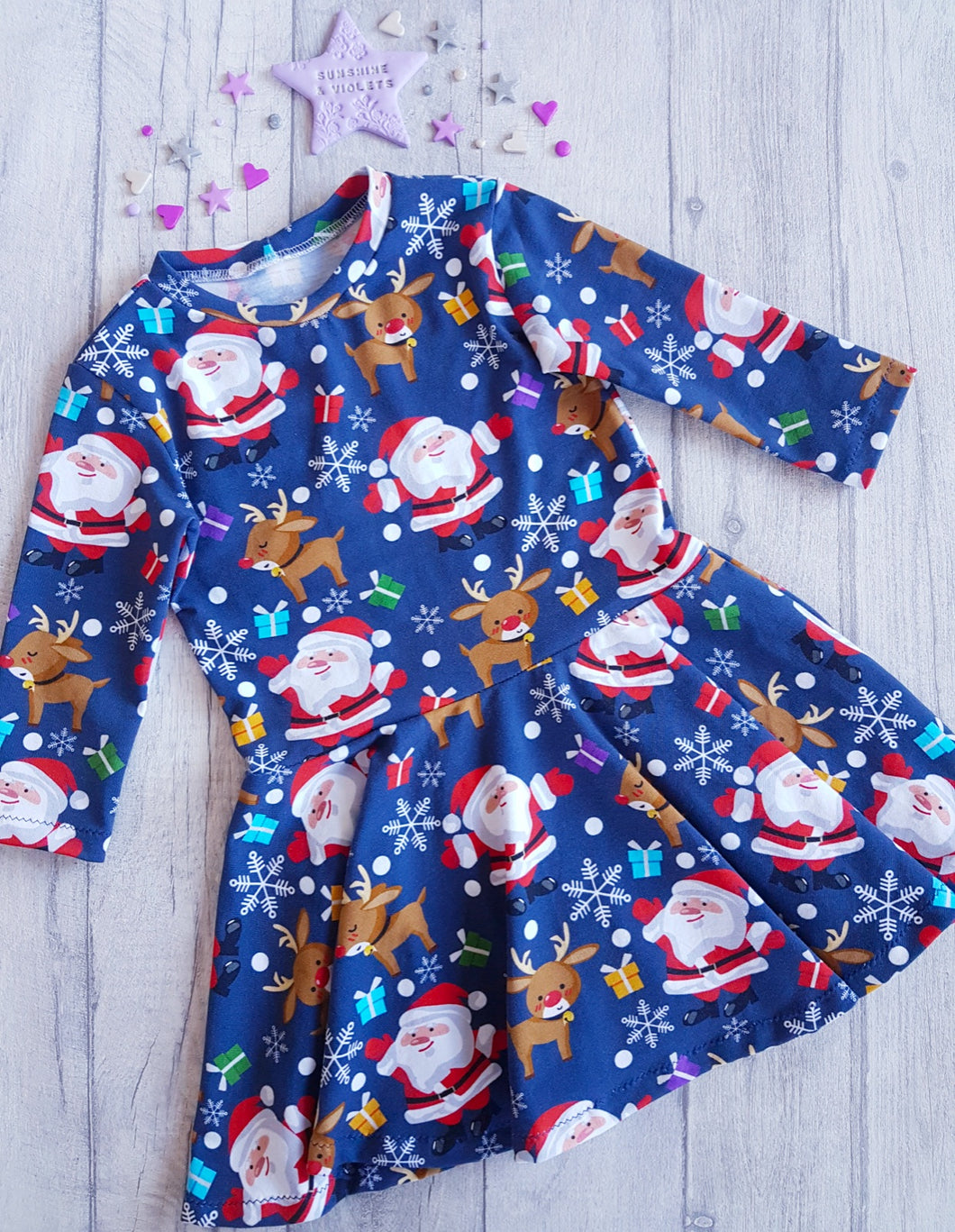 Navy Santa Dress - Sunshine & Violets