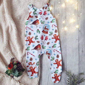 Traditional Christmas Footed Romper