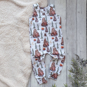 Storytime Full Length Romper - Mummy and Baby Bear - Gender Neutral Dungarees - Campfire - Unisex Baby Romper