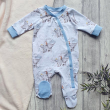 Load image into Gallery viewer, Hello Little One - Coming Home Outfit - Elephant and Stork - Grey and White - Unisex  Sleep Suits - Gender Neutral Baby Grow