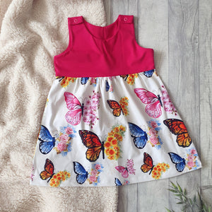 Floral Butterflies - Half and Half Pinafore Dresses - Toddler Dress