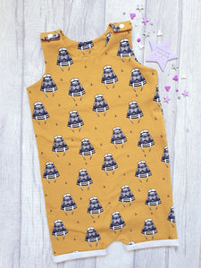 Mustard Walrus Rolled-Hem Romper