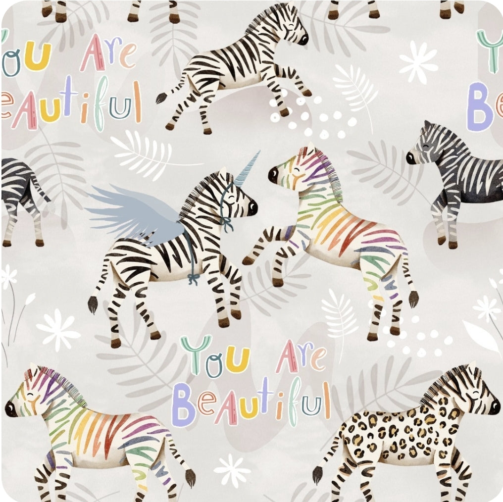 You Are Beautiful - Rainbow Zebras - Zebracorns - Pale Grey Background - Unisex - Bummies - Gender Neutral - Inclusivity - Bloomers